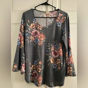 Bonded bell style sleeves jersey material pullover tunic